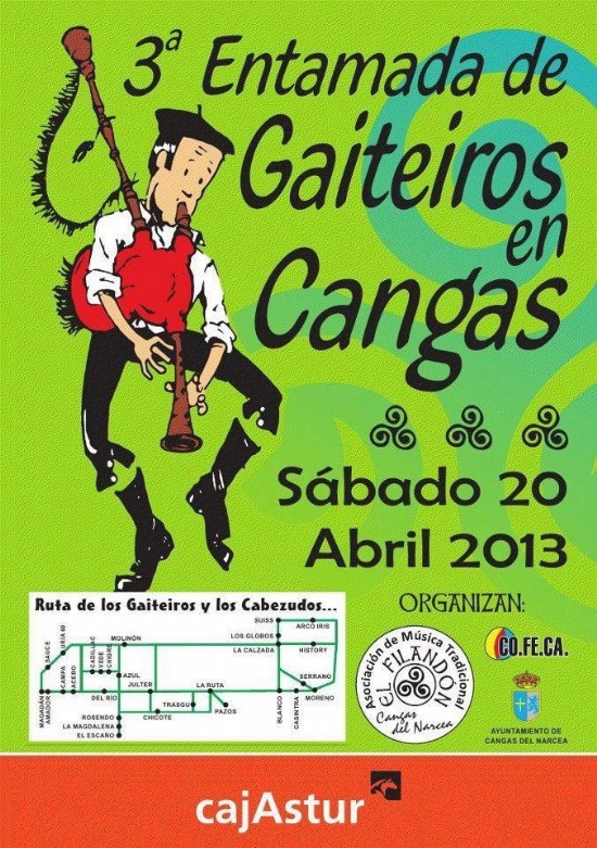 Cartel publicitario de la 3 Entamada de Gaiteros en Cangas