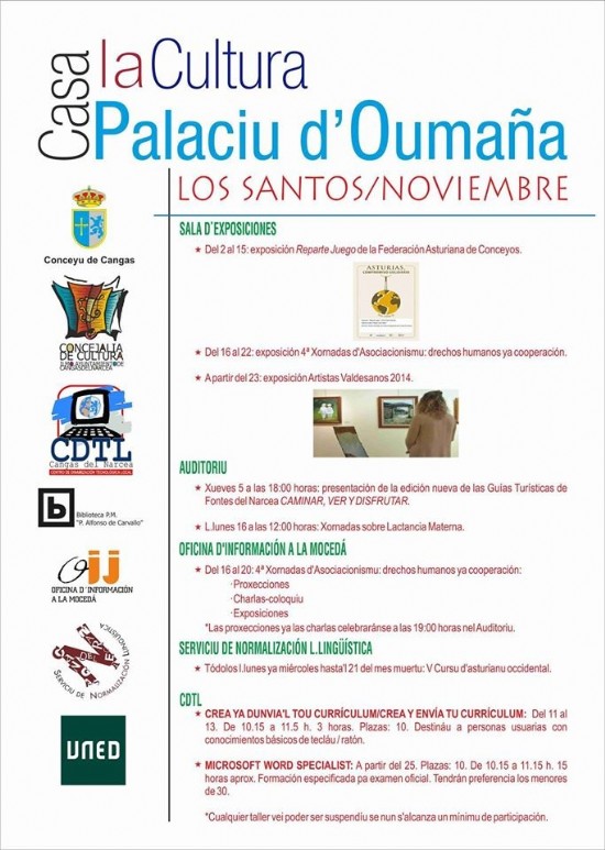 Programacin Noviembre Casa de Cultura