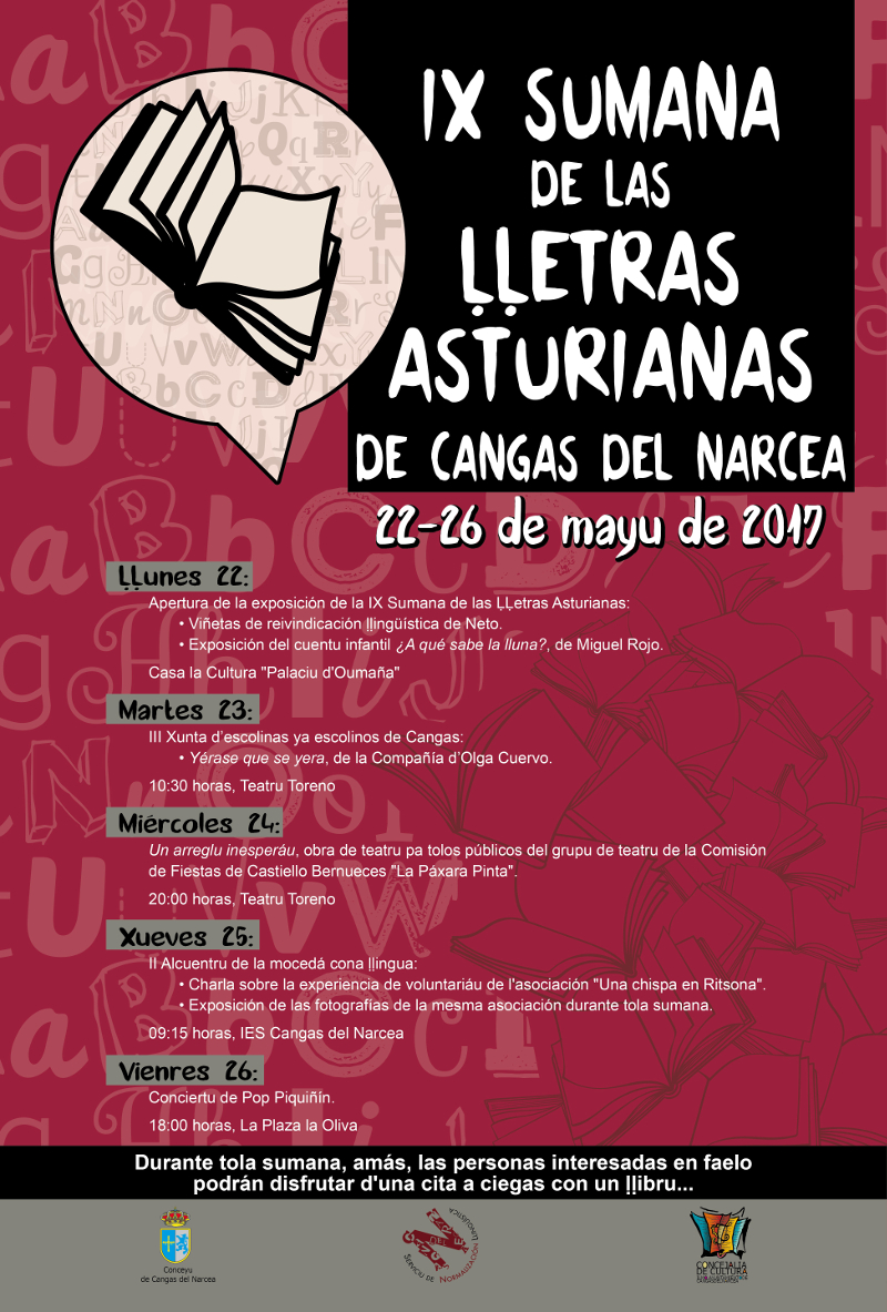 Cartel IX Semana de las L.letras Asturianas en Cangas del Narcea.